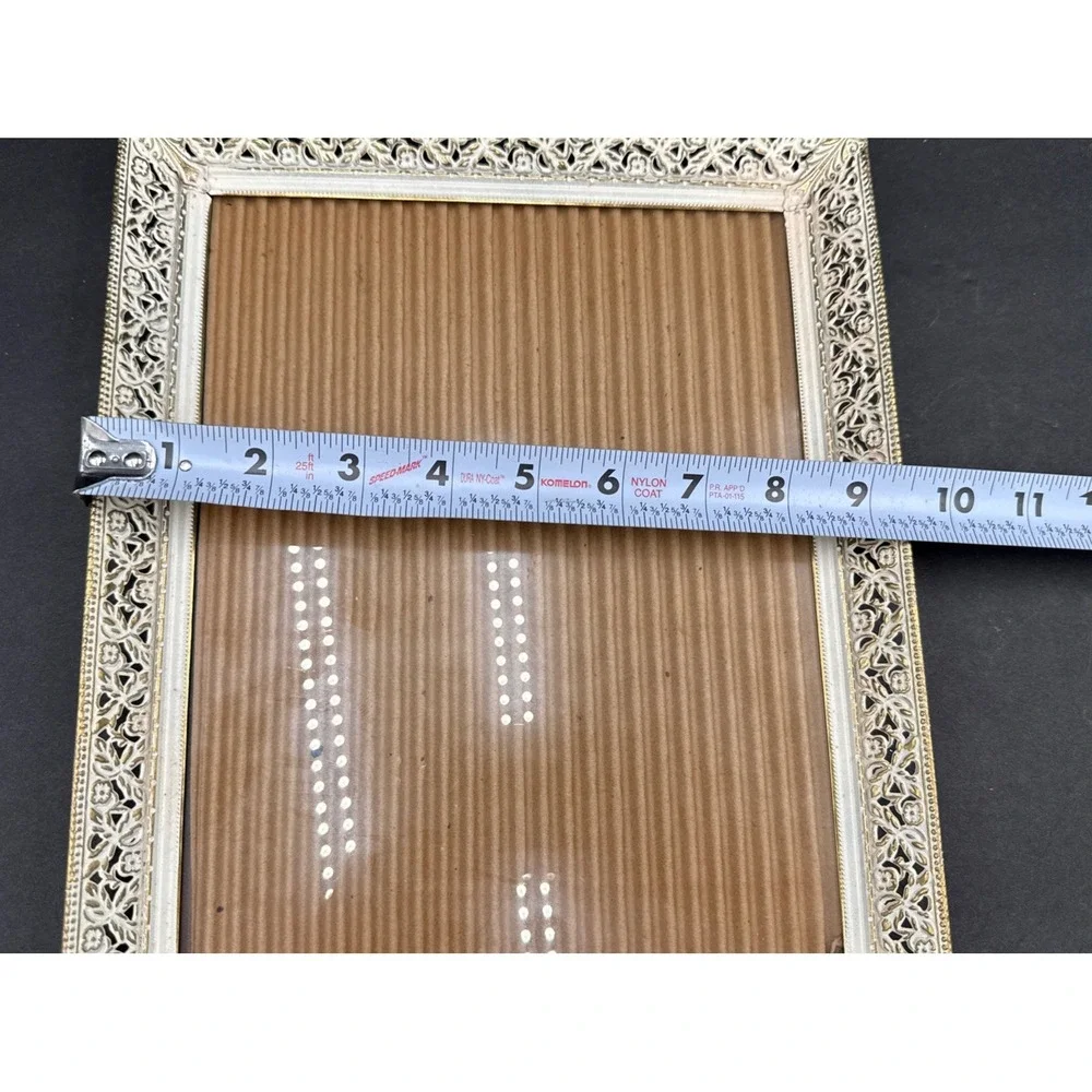 VTG MCM Metal Photo Picture Frame Gold Ornate Filigree Hollywood Regency 8